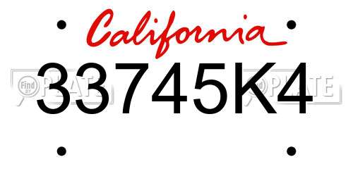 33745K4 California License Plate