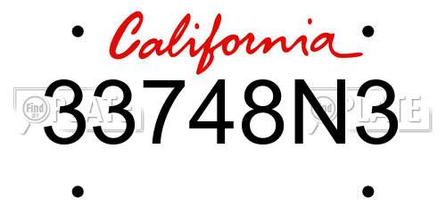 33748N3 California License Plate