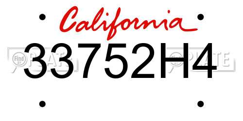 33752H4 California License Plate