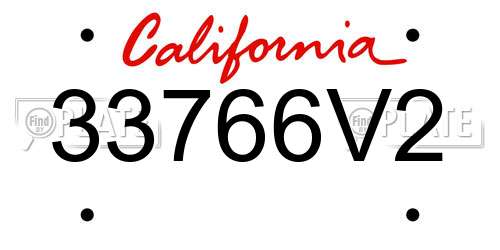 33766V2 California License Plate
