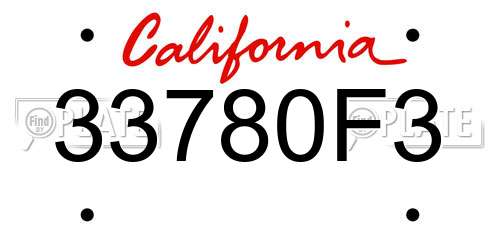 33780F3 California License Plate
