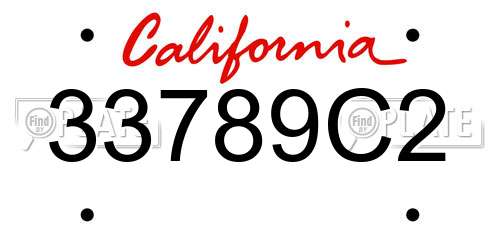 33789C2 California License Plate