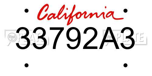 33792A3 California License Plate
