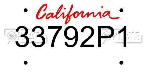 33792P1 California License Plate