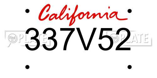 337V52 California License Plate