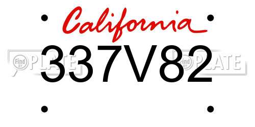 337V82 California License Plate