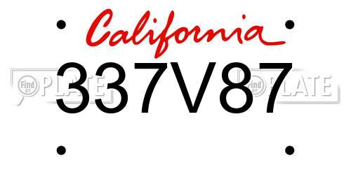 337V87 California License Plate