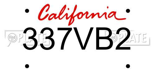 337VB2 California License Plate