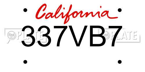 337VB7 California License Plate