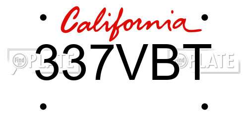 337VBT California License Plate