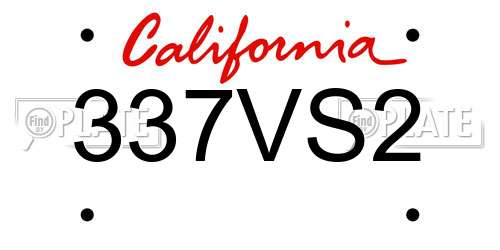 337VS2 California License Plate