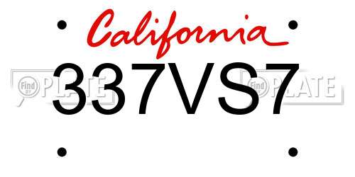 337VS7 California License Plate