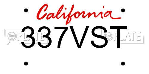 337VST California License Plate