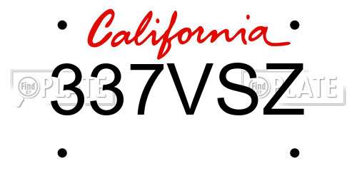 337VSZ California License Plate