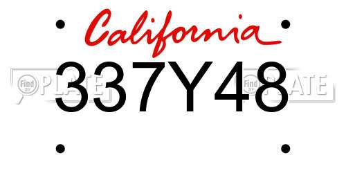 337Y48 California License Plate