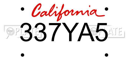 337YA5 California License Plate