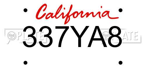 337YA8 California License Plate