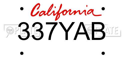337YAB California License Plate