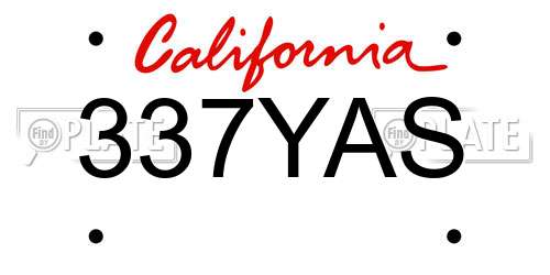 337YAS California License Plate