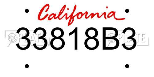 33818B3 California License Plate