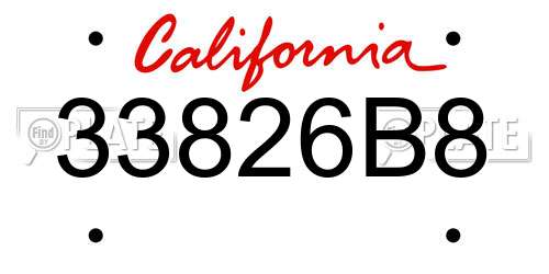 33826B8 California License Plate