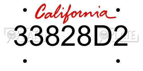 33828D2 California License Plate