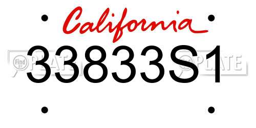 33833S1 California License Plate