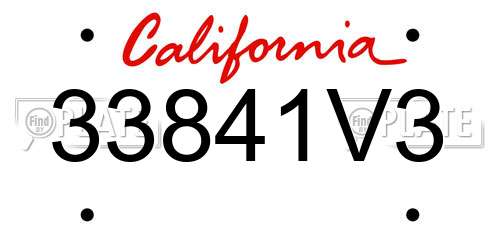 33841V3 California License Plate