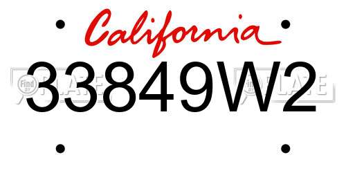 33849W2 California License Plate