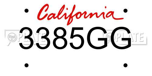 3385GG California License Plate
