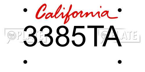 3385TA California License Plate