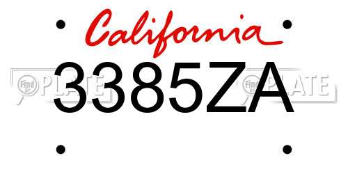 3385ZA California License Plate