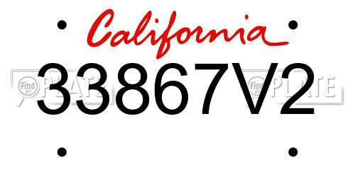33867V2 California License Plate