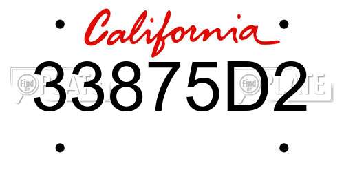 33875D2 California License Plate