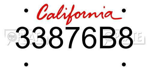 33876B8 California License Plate