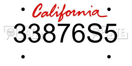 33876S5 California License Plate