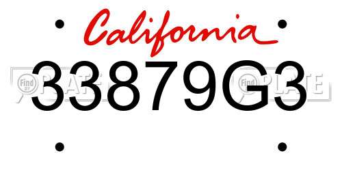 33879G3 California License Plate