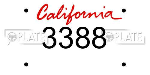 3388 California License Plate