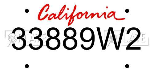 33889W2 California License Plate