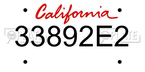 33892E2 California License Plate