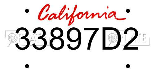 33897D2 California License Plate
