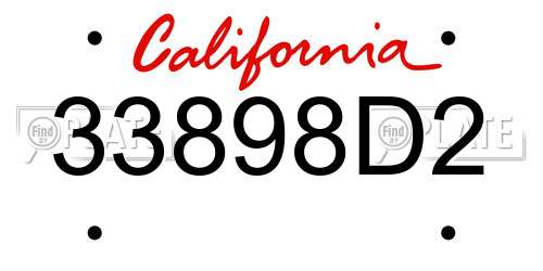 33898D2 California License Plate