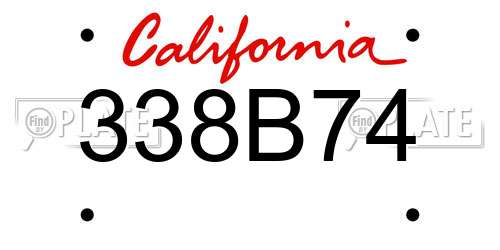 338B74 California License Plate