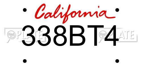 338BT4 California License Plate