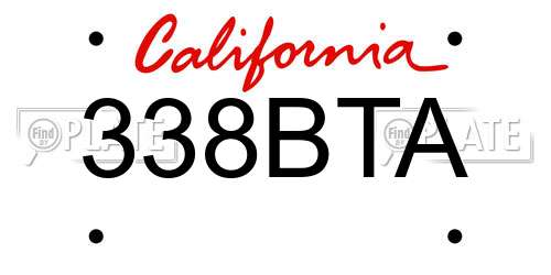 338BTA California License Plate
