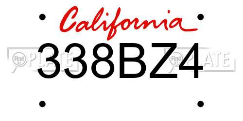 338BZ4 California License Plate