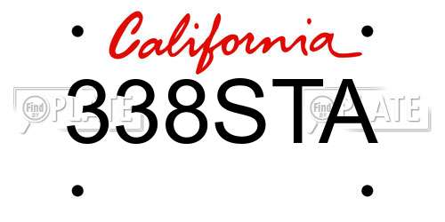 338STA California License Plate