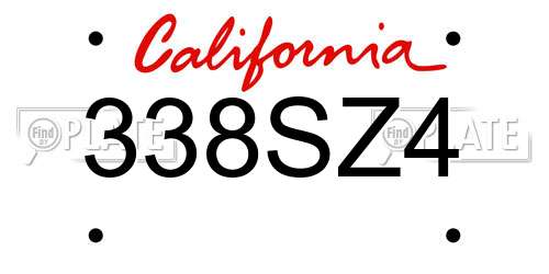 338SZ4 California License Plate
