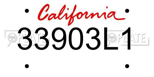 33903L1 California License Plate