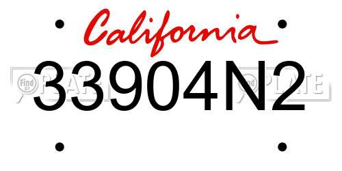 33904N2 California License Plate